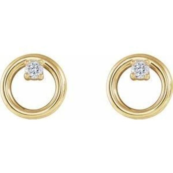 Kazi Luxury 14K Yellow Gold .06 CTW Natural Diamond Circle Earrings - Picture 6 of 7